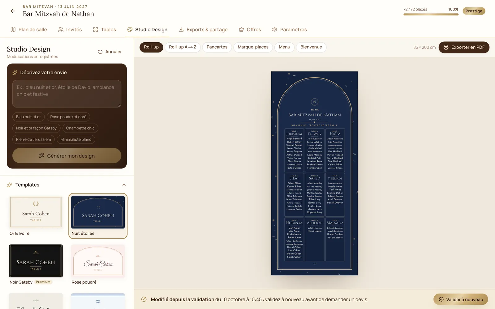 Le template « Nuit étoilée » appliqué au roll-up