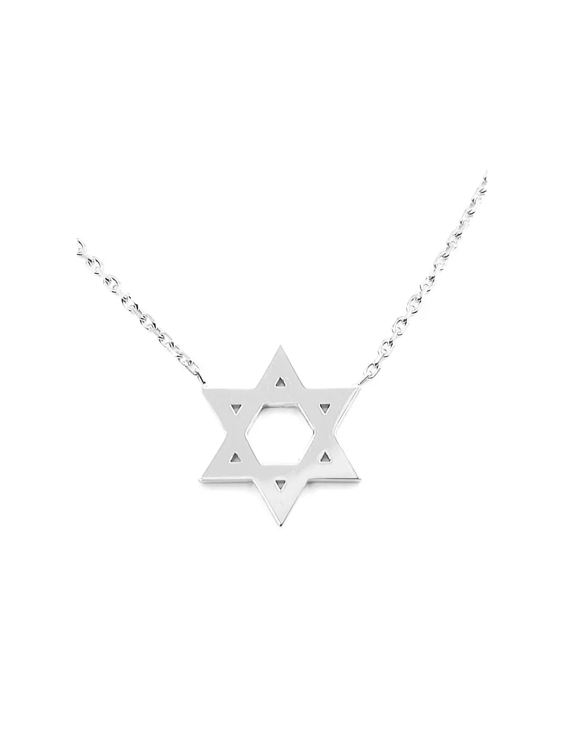 Pendentif étoile de David ajourée sur une chaîne fine