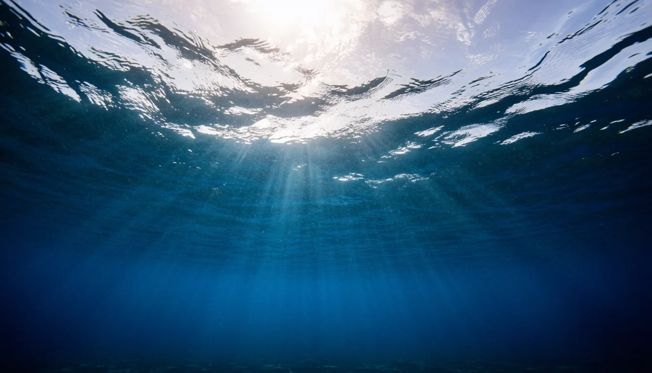 Profondeur bleue de la mer traversée par la lumière du jour